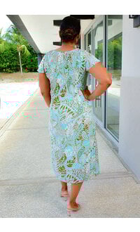 SUNNY LEIGH FATHOL- Printed Button Down Frill Sleeve Dress