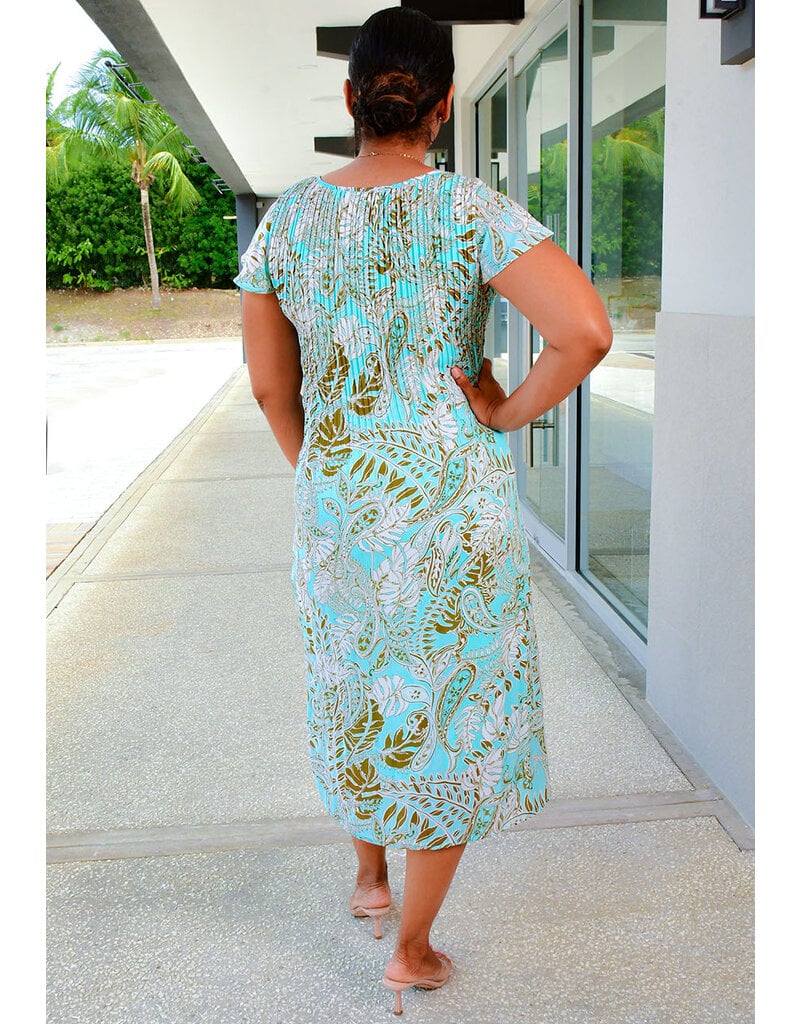 SUNNY LEIGH FATHOL- Printed Button Down Frill Sleeve Dress