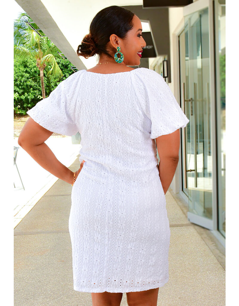 HARPER 241 KAEW- Flower Design Puff Sleeve Dress
