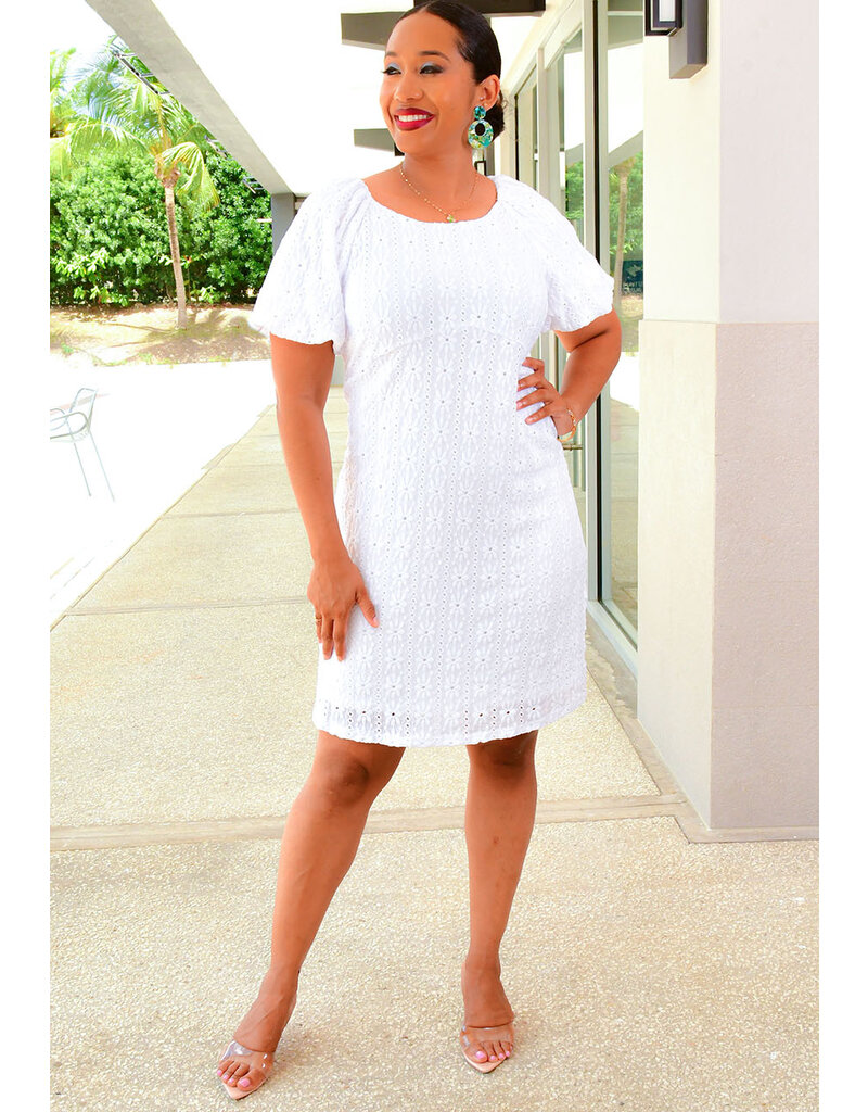 HARPER 241 KAEW- Flower Design Puff Sleeve Dress