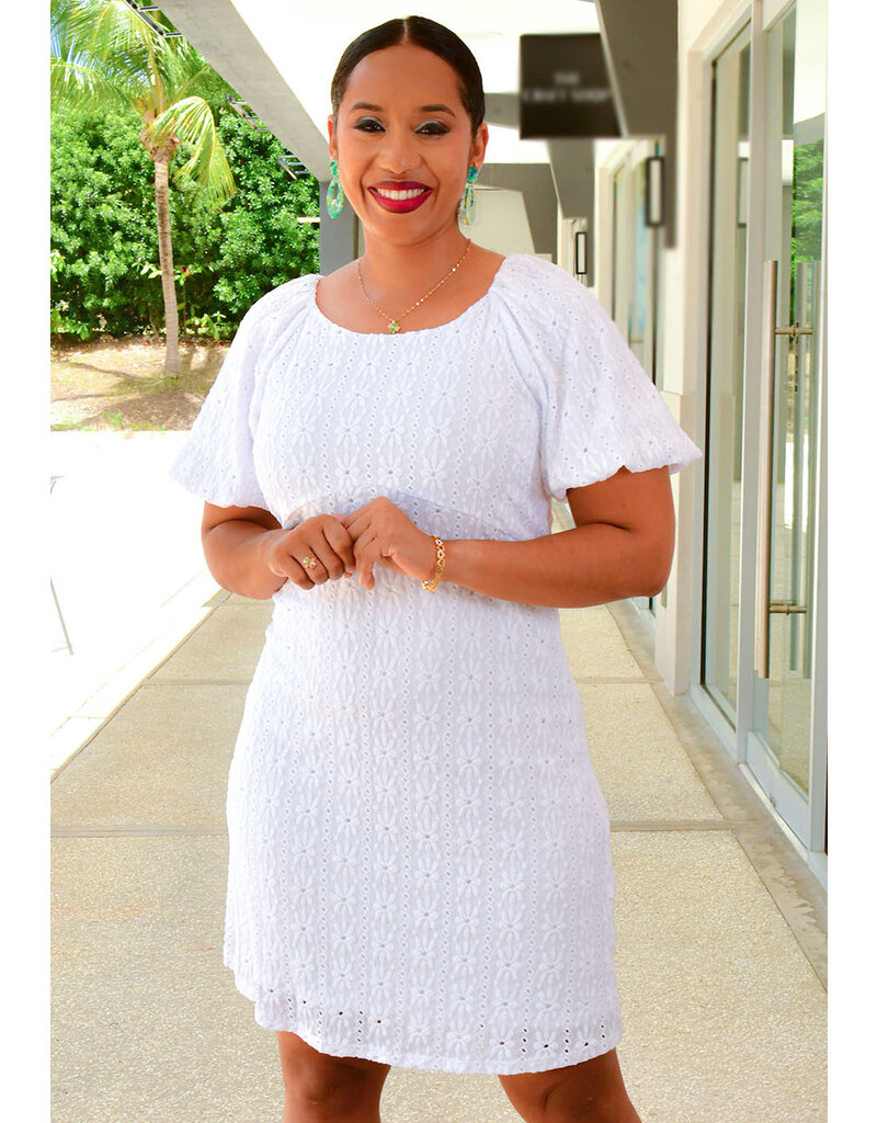 HARPER 241 KAEW- Flower Design Puff Sleeve Dress