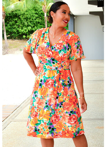 Shelby & Palmer RATIRY- Floral Dress with Chiffon Sleeves