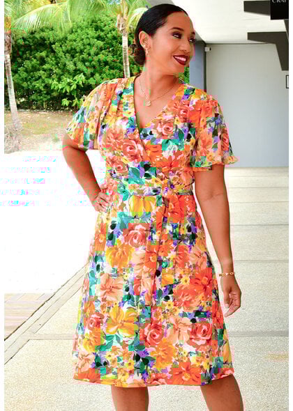 Shelby & Palmer RATIRY- Floral Dress with Chiffon Sleeves