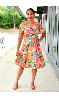 Shelby & Palmer RATIRY- Floral Dress with Chiffon Sleeves