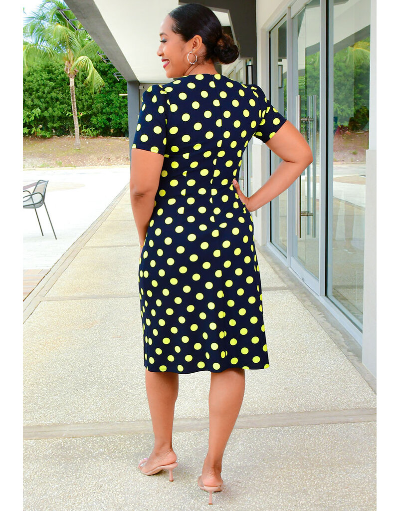 GLAMOUR RELLY- Polka Dot V Neck Dress