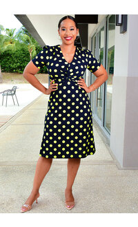 GLAMOUR RELLY- Polka Dot V Neck Dress