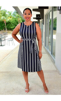 UMBRA- Stripe Sleeveless Dress with Band