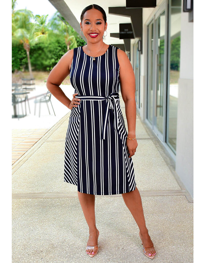 UMBRA- Stripe Sleeveless Dress with Band