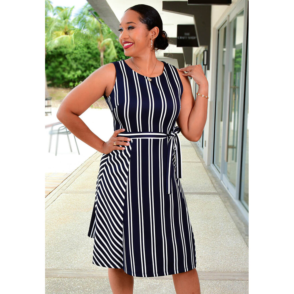 UMBRA- Stripe Sleeveless Dress with Band