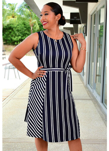 UMBRA- Stripe Sleeveless Dress with Band