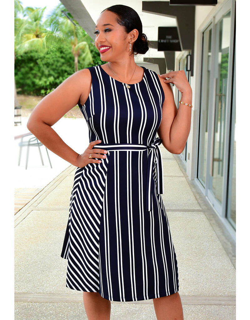 UMBRA- Stripe Sleeveless Dress with Band