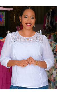 HARPER 241 VAAGAI- Long Sleeve Flower Lace Top