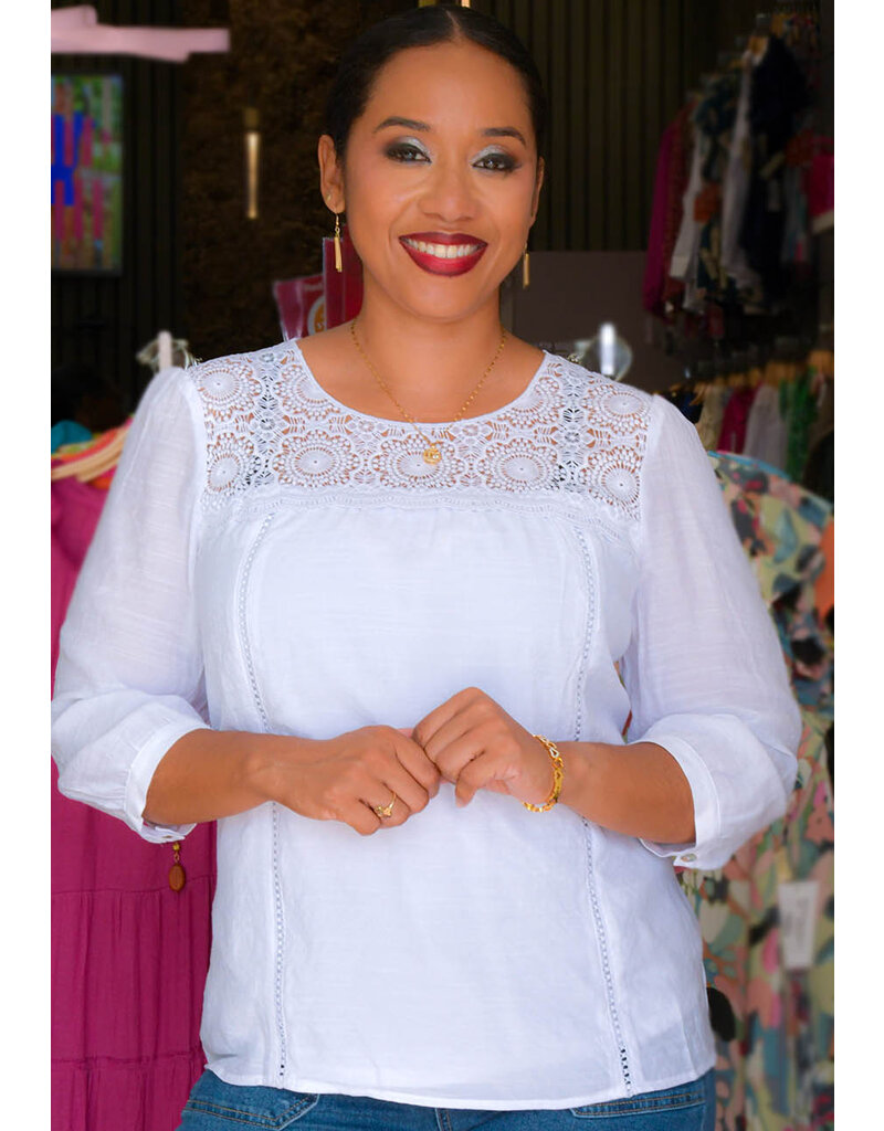 HARPER 241 VAAGAI- Long Sleeve Flower Lace Top