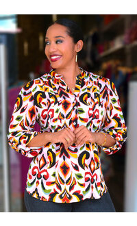 ZAC & RACHEL VAHIT- Printed Top with Split Neck