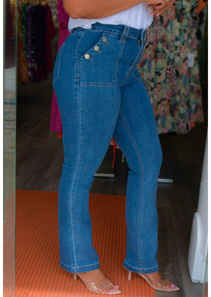 Royalty ZROPI- Long Jeans with Button Pockets