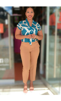 ADORE VIKO- Printed Tie Neck Top