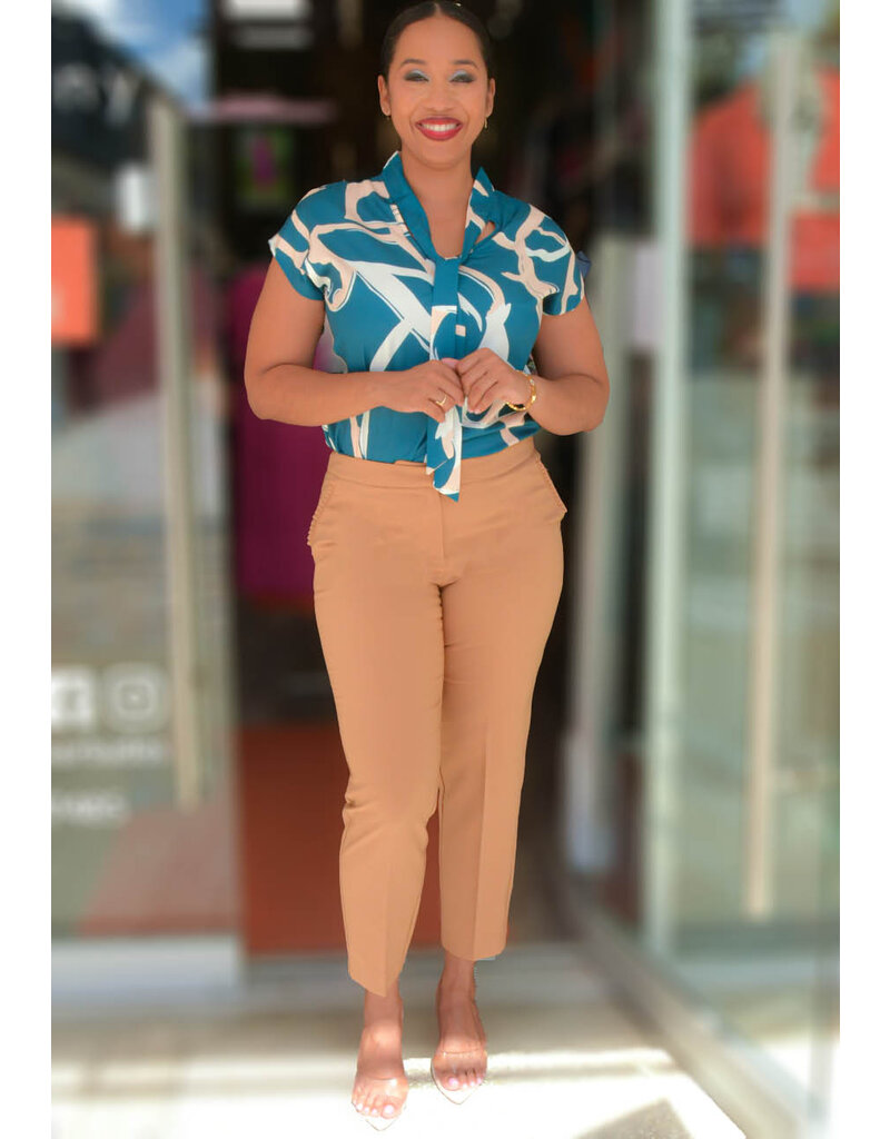 ADORE VIKO- Printed Tie Neck Top
