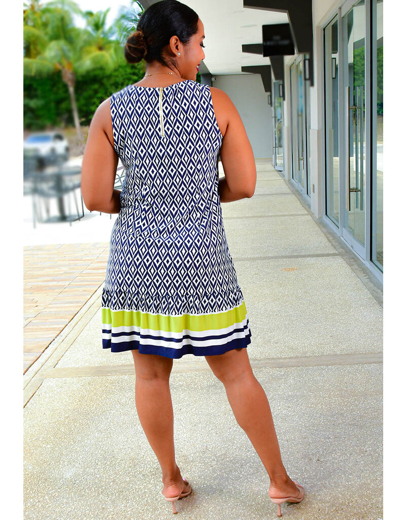 HARPER 241 YING- Geo Print Armhole Dress