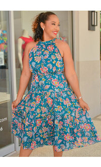 NANETTE LEPORE FAZZLE- Floral Hi Neck Armhole Dress