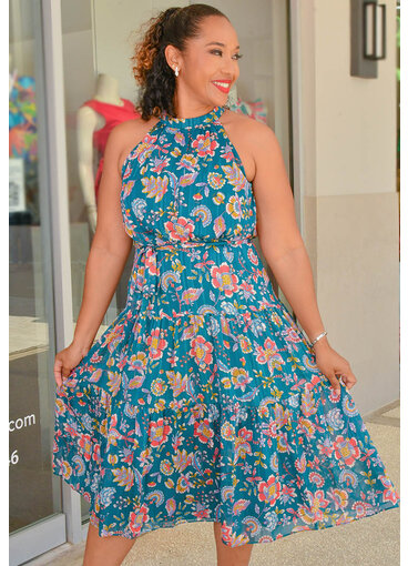 NANETTE LEPORE FAZZLE- Floral Hi Neck Armhole Dress