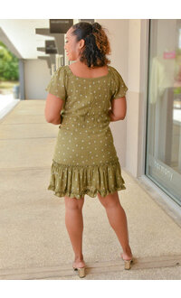 Signature GOLIA- Printed Off Shoulder Dress with Frill Hem