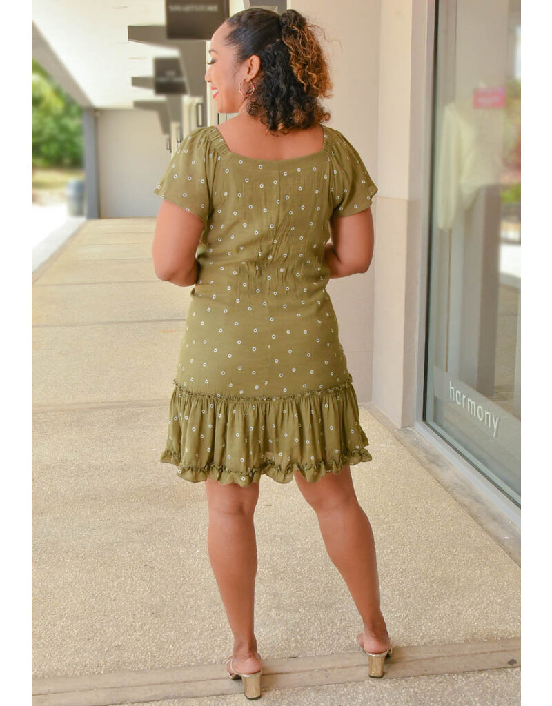 Signature GOLIA- Printed Off Shoulder Dress with Frill Hem