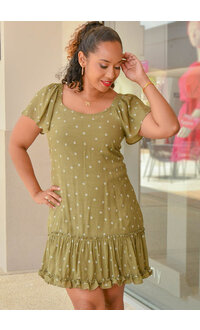 Signature GOLIA- Printed Off Shoulder Dress with Frill Hem