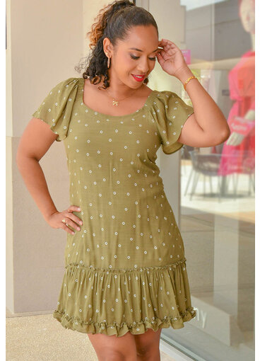 Signature GOLIA- Printed Off Shoulder Dress with Frill Hem