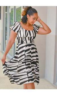 KAPTEIN- Cap Sleeve Elastic Back Dress