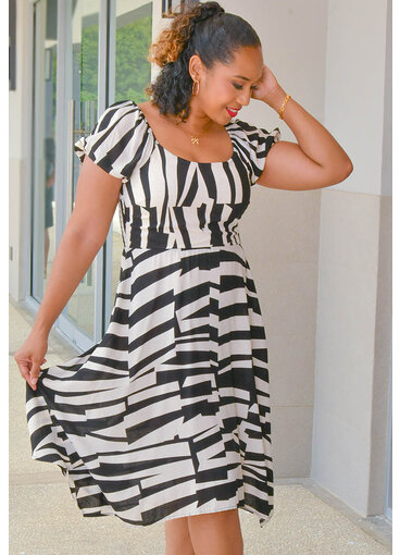 KAPTEIN- Cap Sleeve Elastic Back Dress