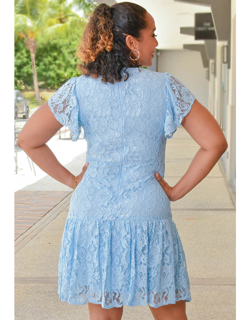 NANETTE LEPORE LACEY- All Lace with Short Frill Sleeve