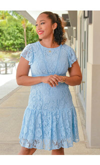 NANETTE LEPORE LACEY- All Lace with Short Frill Sleeve