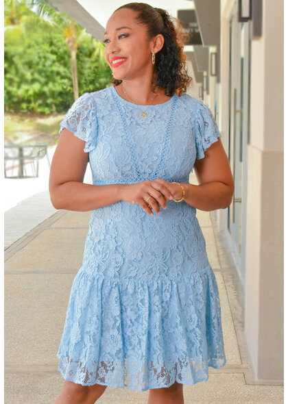 NANETTE LEPORE LACEY- All Lace with Short Frill Sleeve