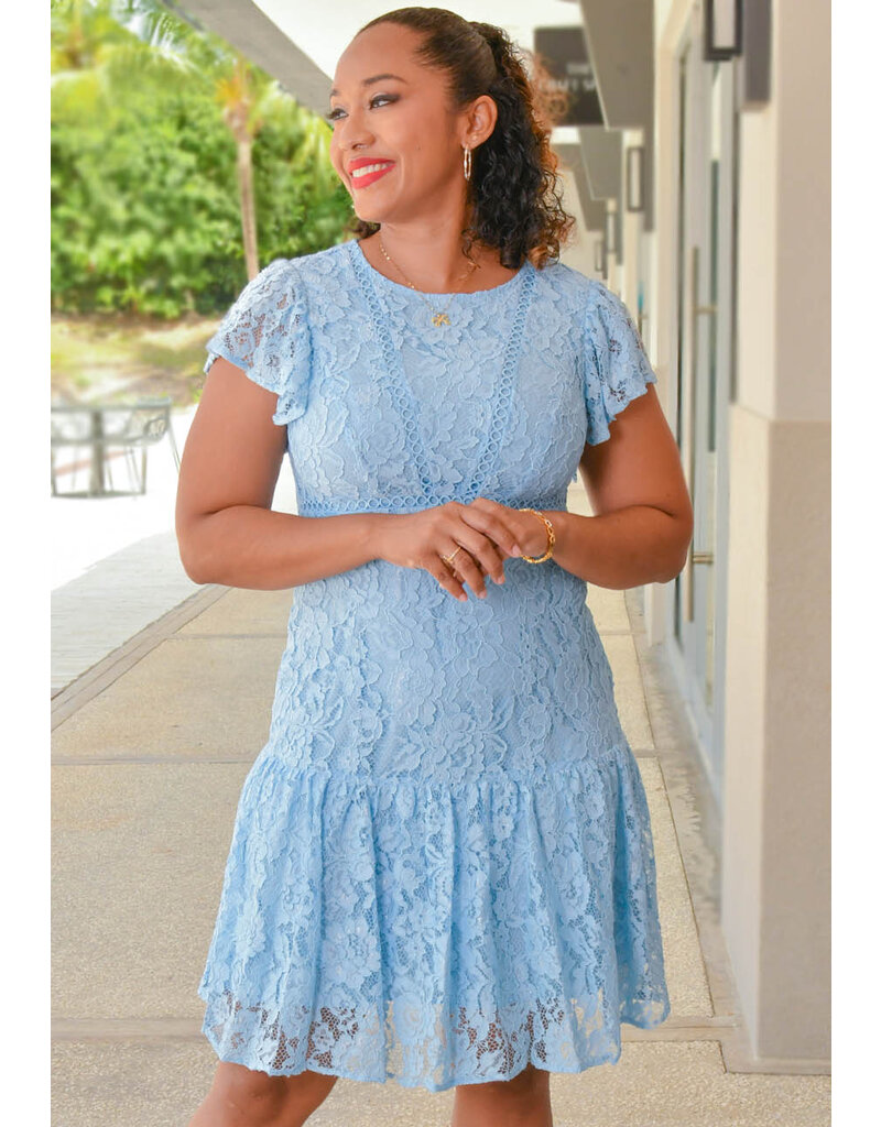 NANETTE LEPORE LACEY- All Lace with Short Frill Sleeve