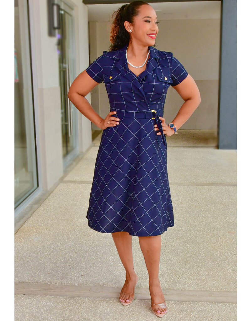 Shelby & Palmer RIFLIA- Checkered Print Collar Dress