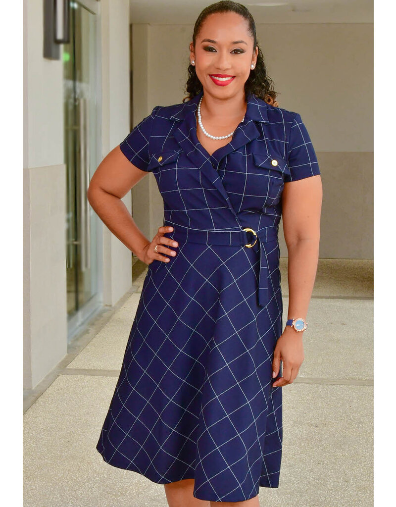 Shelby & Palmer RIFLIA- Checkered Print Collar Dress