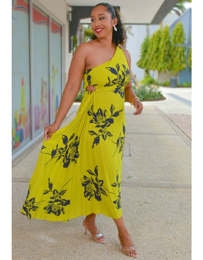 RITIM- Long Printed One Shoulder Dress