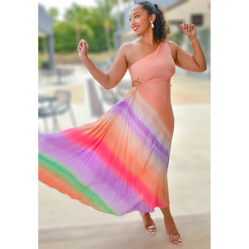RITIM- Long Printed One Shoulder Dress