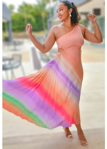 RITIM- Long Printed One Shoulder Dress