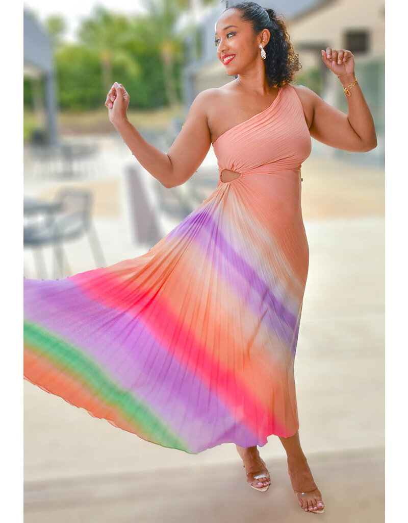 RITIM- Long Printed One Shoulder Dress