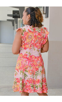 UNIKAH- Floral Flare Dress with Frill Arms