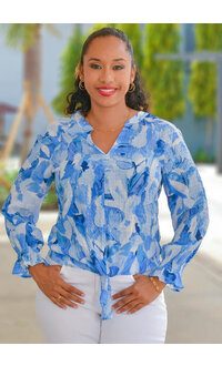Counterparts VANU- Printed Split Neck Top