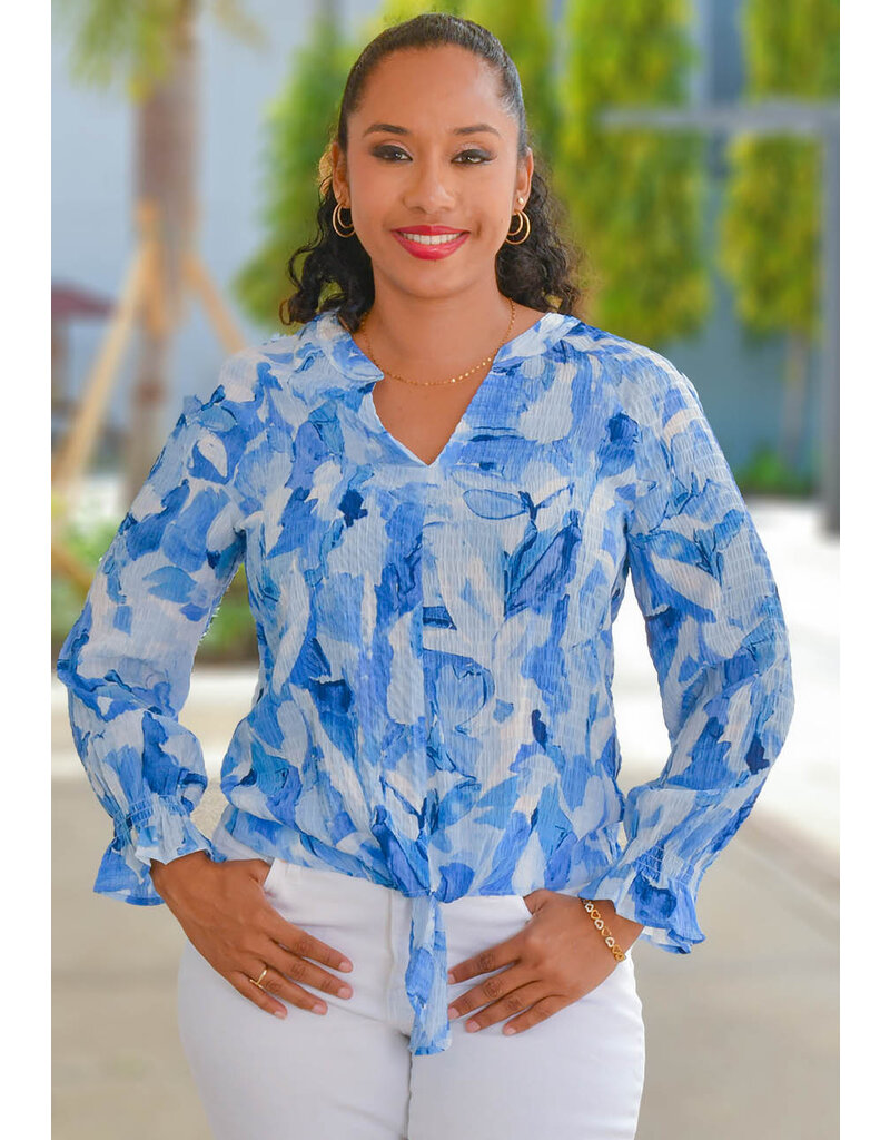 Counterparts VANU- Printed Split Neck Top