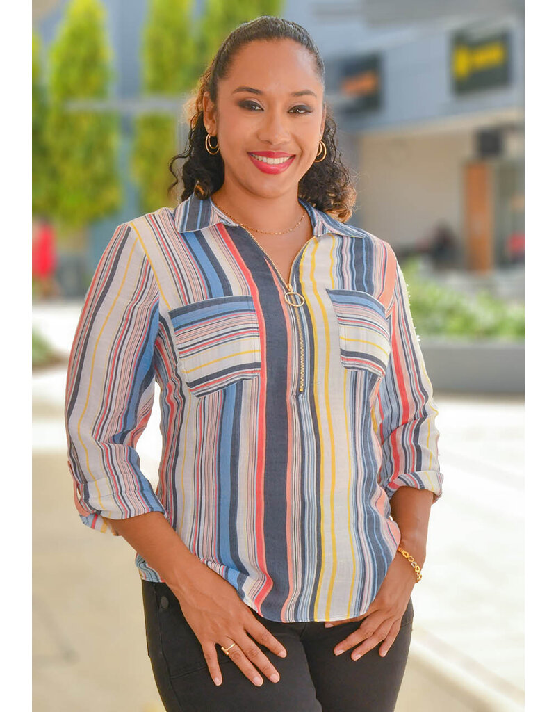 HOPE & HARLOW VARDON- Zip Up Top with Long Sleeves & Collar
