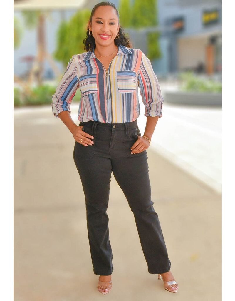 HOPE & HARLOW VARDON- Zip Up Top with Long Sleeves & Collar