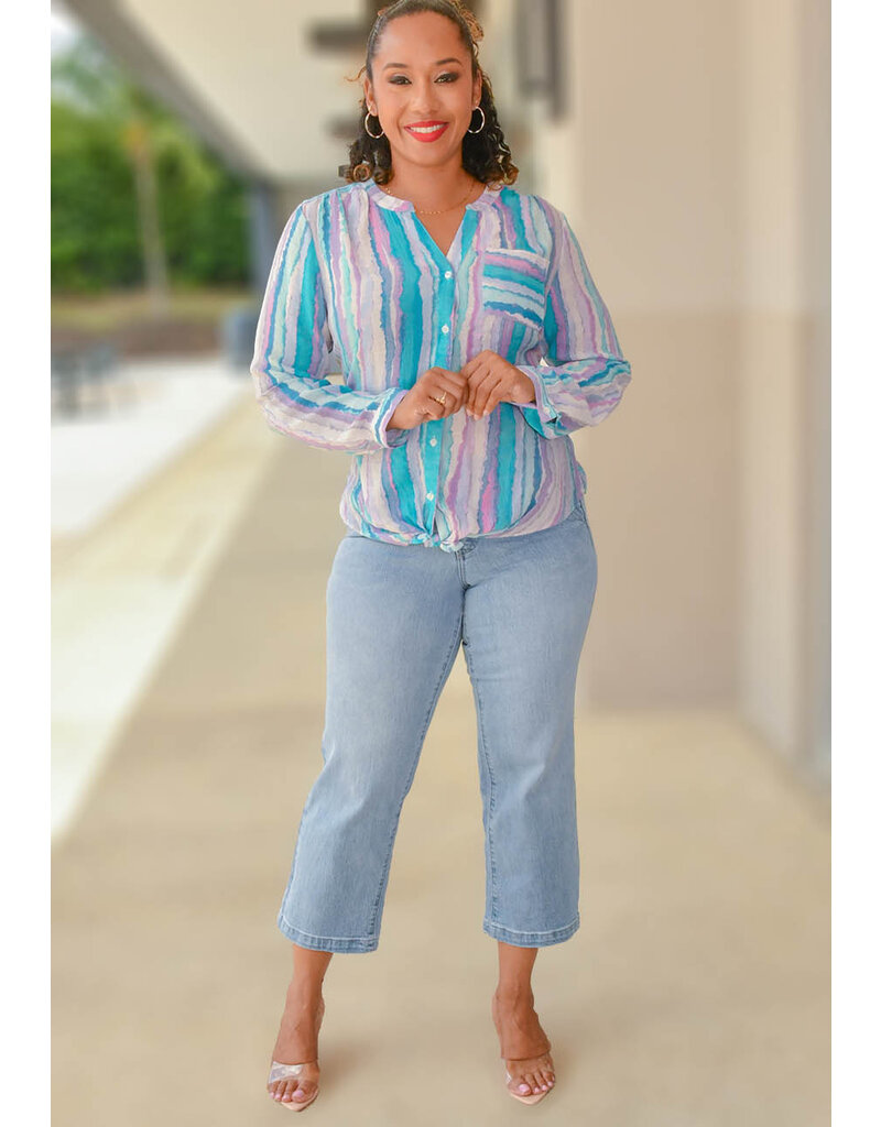 ZAC & RACHEL VARESH- Printed Button Down Top with Sleeves