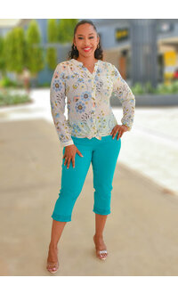 ZAC & RACHEL VARESH- Printed Button Down Top with Sleeves