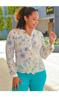 ZAC & RACHEL VARESH- Printed Button Down Top with Sleeves