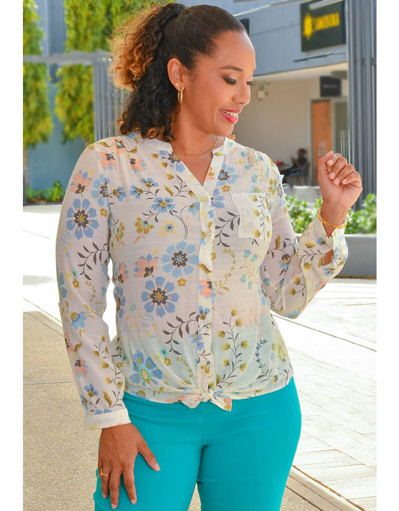 ZAC & RACHEL VARESH- Printed Button Down Top with Sleeves