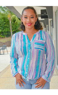 ZAC & RACHEL VARESH- Printed Button Down Top with Sleeves